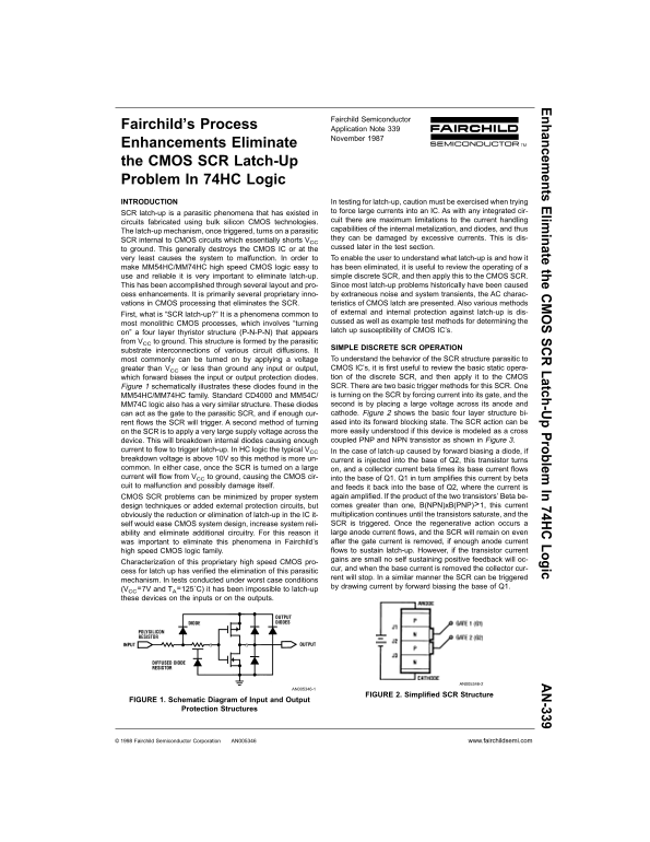Fairchild Enhancements Eradicate CMOS SCRLatch-Up in 74HC Logic Data Manual - Page 1