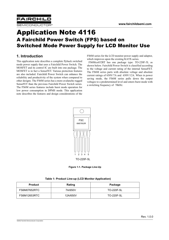 Fairchild AN4116 Specifications Manual - Page 1