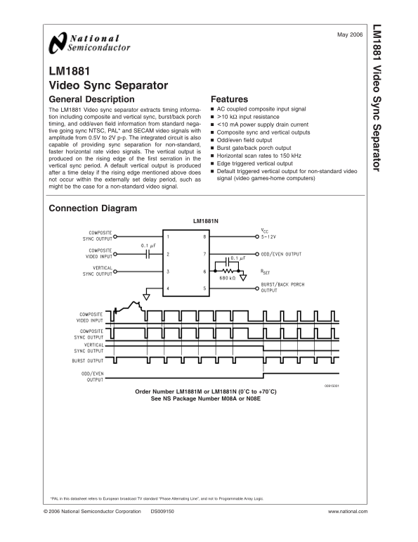 NATIONAL SEMICONDUCTOR LM1881 User's Manual - Page 1