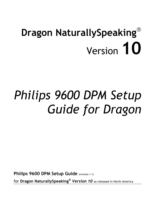 Philips 9600 DPM Setup Guide Manual - Page 1