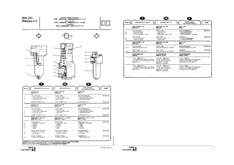 EMERSON European Instruction Manual Series 342 Filter Regulator Lubricator Modulair 4 6 - Page 1