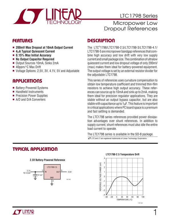 LINEAR LTC1798 Series Data Sheet User Guide - Page 1