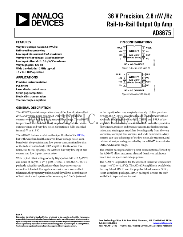 AD8675 Analog Devices Data Handbook and Specifications manual - Page 1