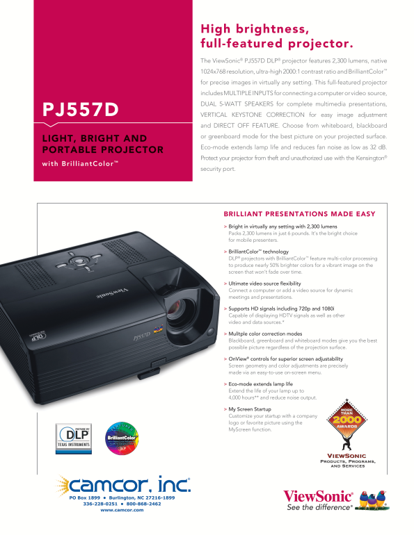 ViewSonic pj557D User Guide and Manual - Page 1