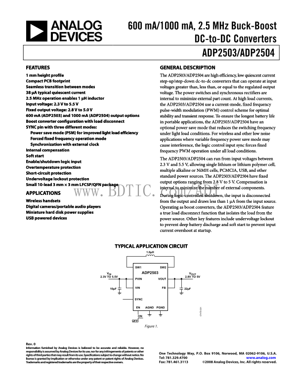 ADP2504 Analog Devices Data Sheet - Page 1