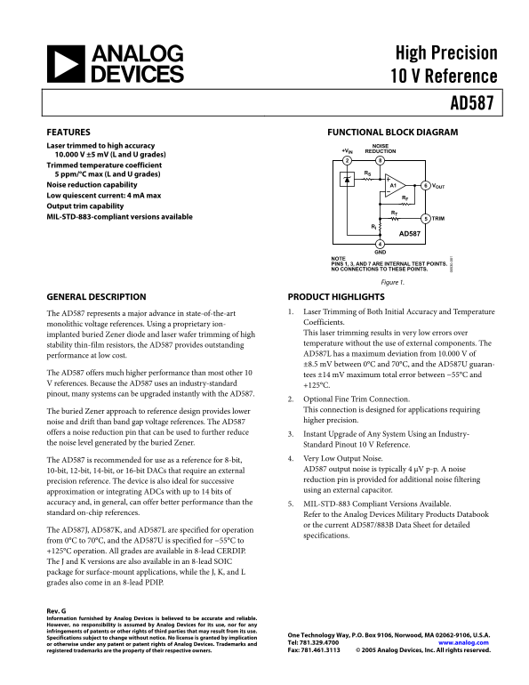 ANALOG DEVICES AD587 Specifications and User Guide - Page 1