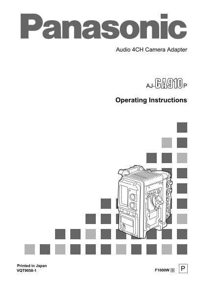 Panasonic AJCA910 User Guide - Page 1