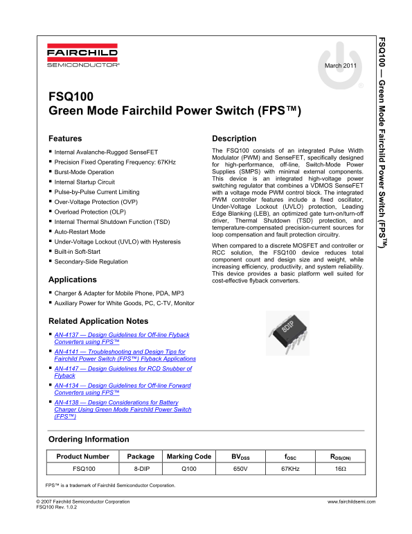 Fairchild FSQ100 Data Handbook - Page 1