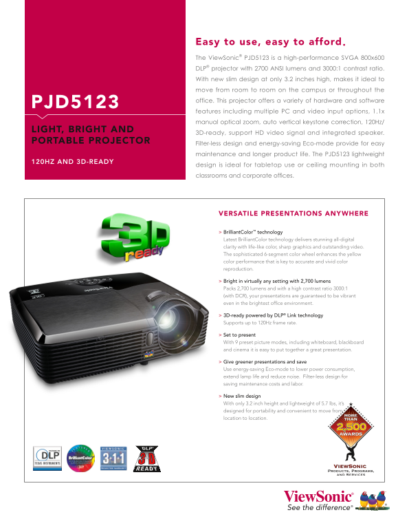 ViewSonic PJD5123 User Guide and Manual - Page 1