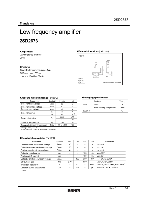 ROHM 2SD2673 User Guide - Page 1