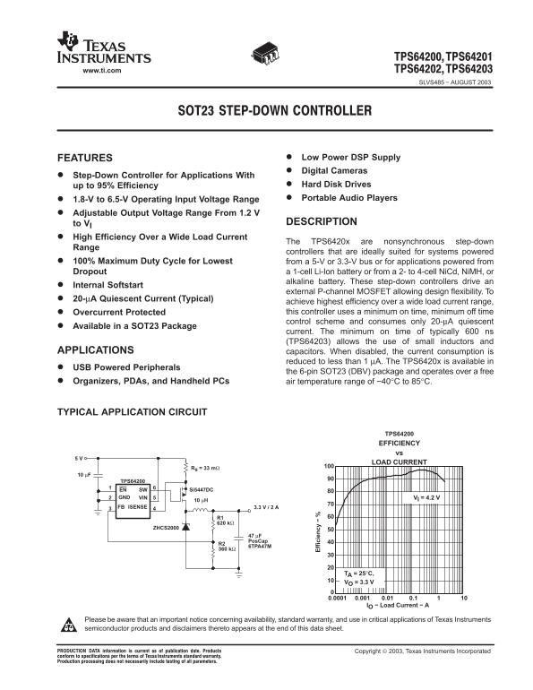 Texas Instruments - TPS64200 Data Sheet - Page 1