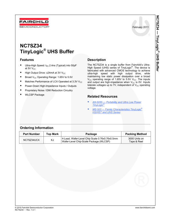 Fairchild NC7SZ34 Data Handbook - Page 1