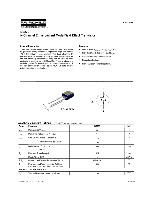 FAIRCHILD BS270 User Guide - Page 1