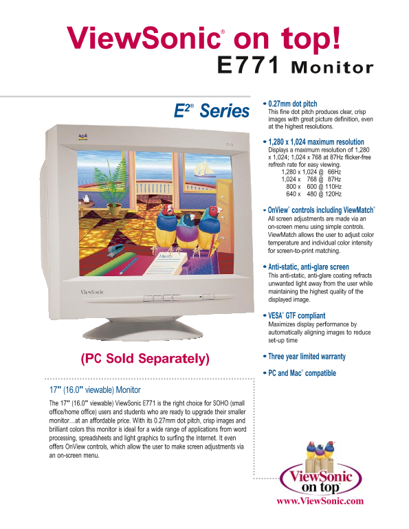 ViewSonic E771 Monitor User Guide and Manual - Page 1