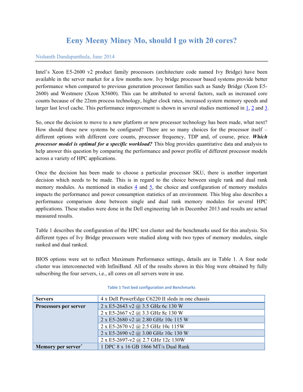 Dell Eeny Meeny Miney Mo Should I Go with 20 Cores Owner's Manual - Page 1