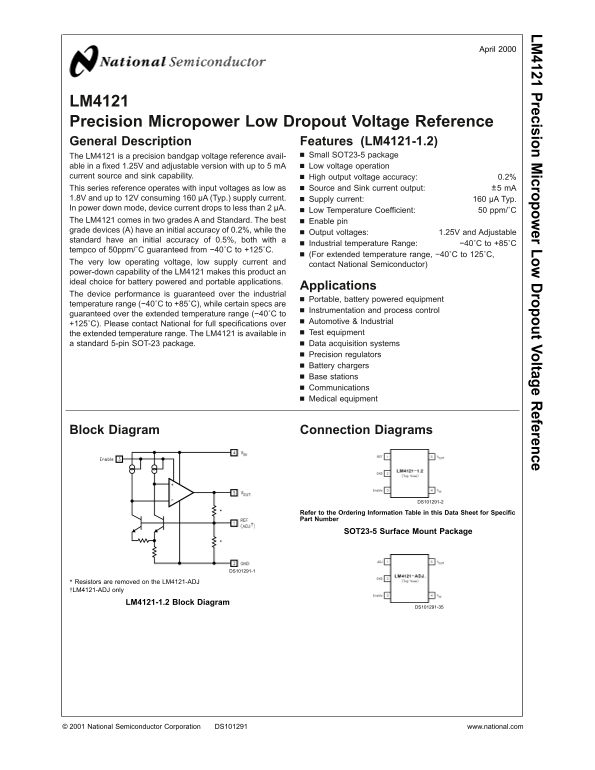 NATIONAL SEMICONDUCTOR LM4121 User's Manual - Page 1