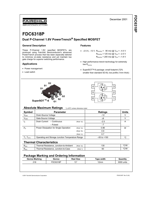 Fairchild FDC6318P User's Manual - Page 1