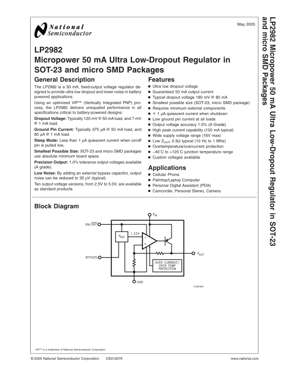 NATIONAL SEMICONDUCTOR LP2982 User's Manual - Page 1