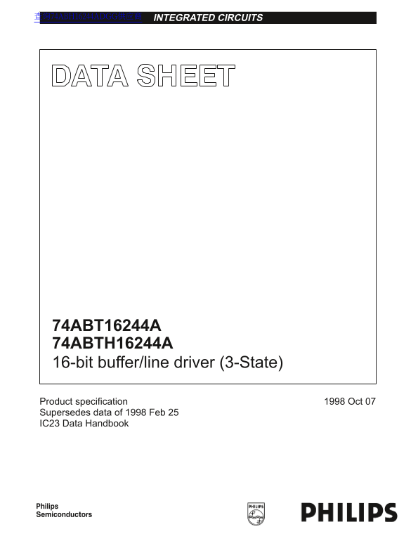 PHILIPS DATA MANUAL / OWNER'S MANUAL - 74ABT16244A 74ABTH16244A - Page 1