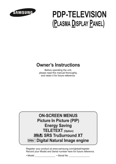 Samsung PS-50C91H User Guide - Page 1