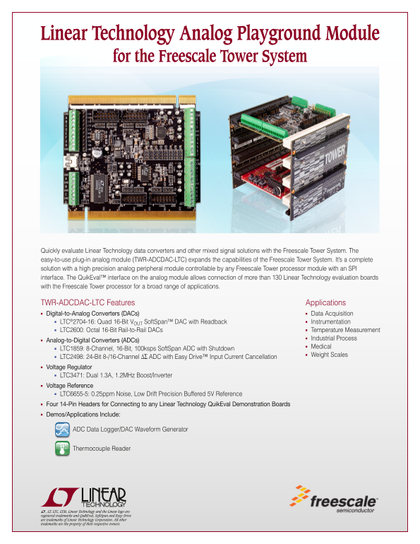 Linear Technology Analog Playground Module User's Guide for the Freescale Tower System - Page 1