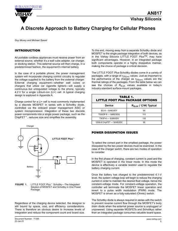 Vishay AN817 Data Sheet - Page 1