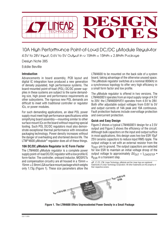 LINEAR High Performance Point-Of-Load DC DC µModule Regulator Vostro 3660 3669 Owner's Manual - Page 1