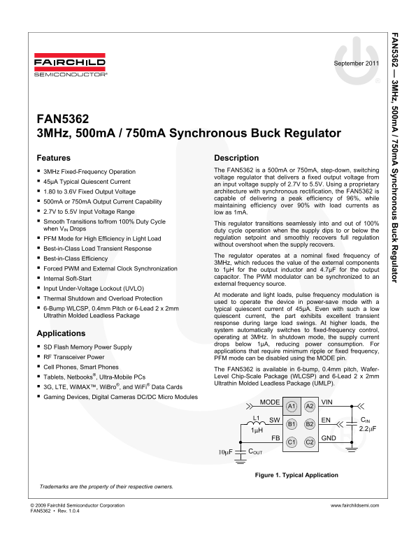 Fairchild Fan5362 User's Manual - Page 1