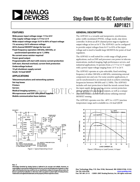 ADP1821 Analog Devices Data Sheet Manual - Page 1