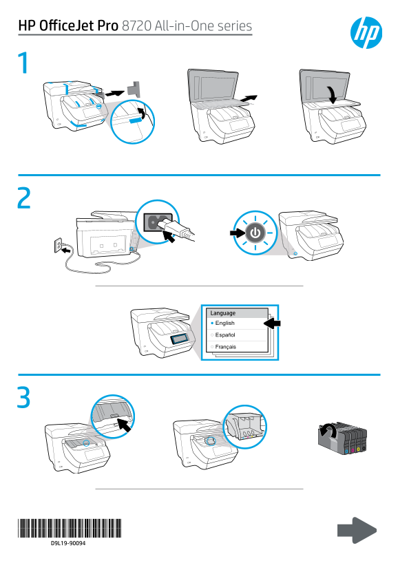 Hewlett-Packard HP OfficeJet Pro 8720 Series Installation Poster - Page 1