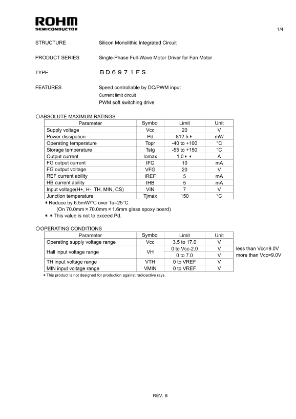 ROHM BD6971FS Data Sheet - Page 1