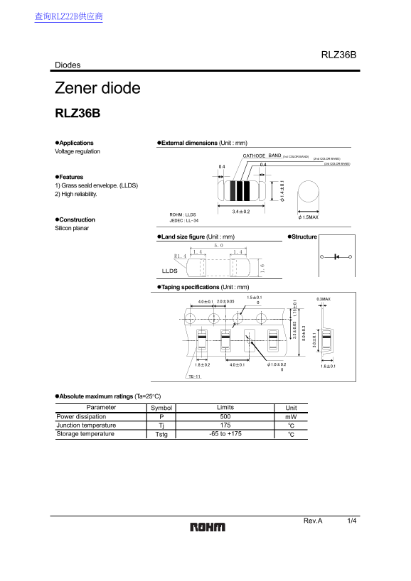 ROHM Zener Diode RLZ36B User Guide and Manual - Page 1