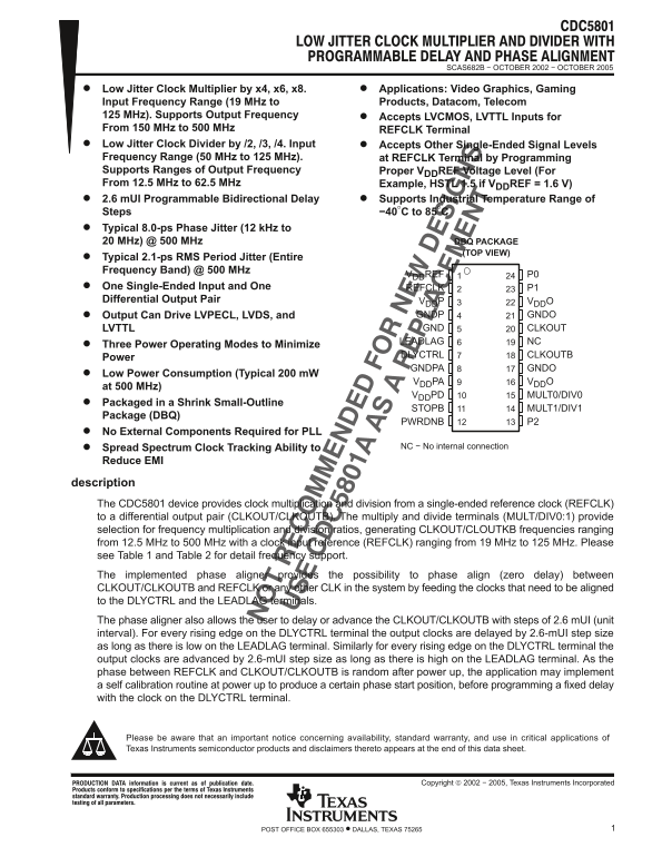Texas Instruments CDC5801 User's Manual - Page 1