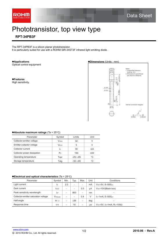 ROHM RPT-34PB3F Data Sheet - Page 1