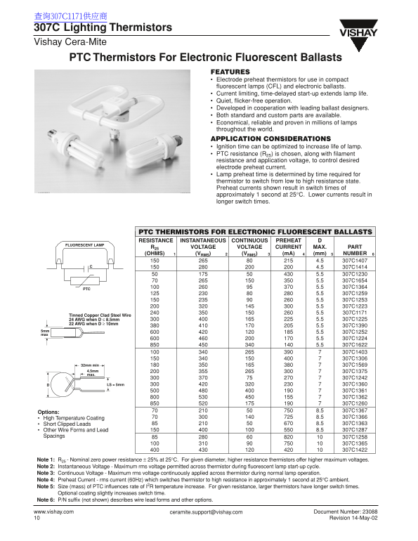 Vishay 307C Data Sheet - Page 1