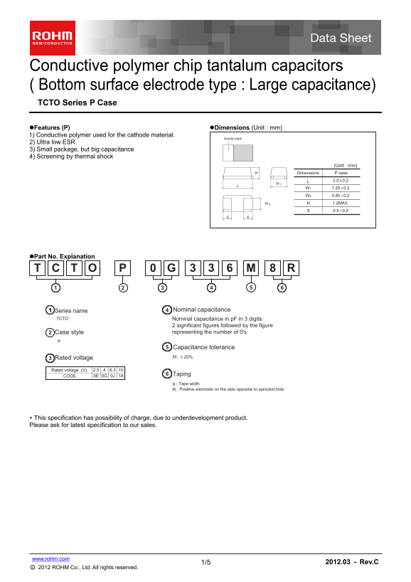 ROHM TCTO series P case User's Guide and Manual - Page 1