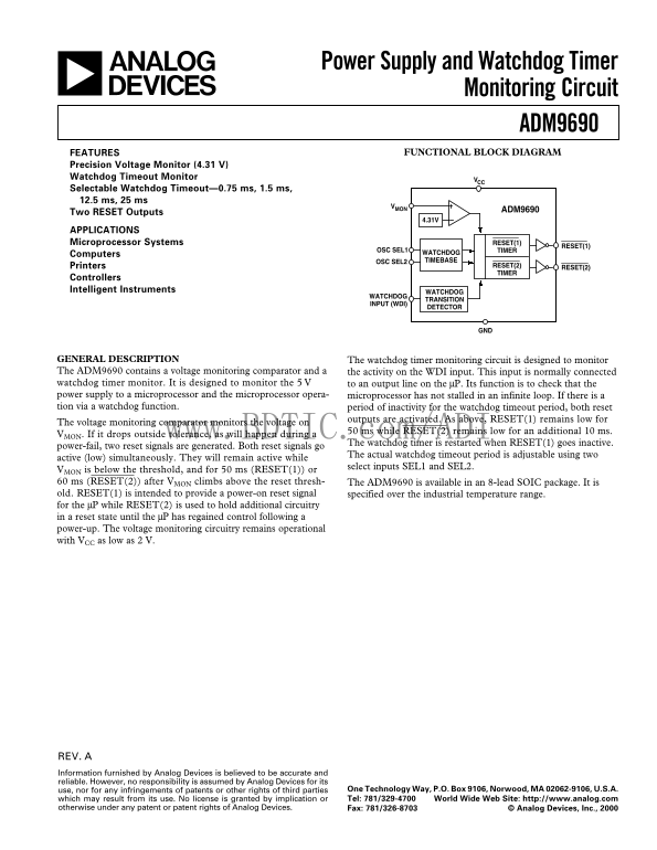 ANALOG DEVICES ADM9690 Data Sheet - Page 1