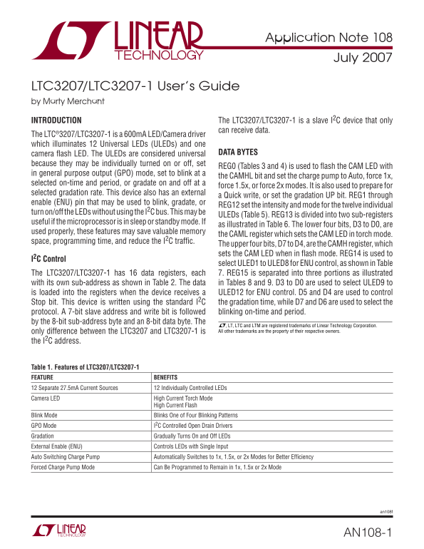 LINEAR AN108-1 Data Handbook - Page 1