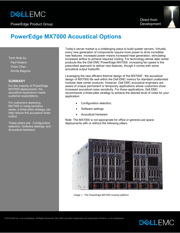 Dell Direct from Development - PowerEdge MX7000 Acoustical Options Owner's Manual Specification User Guide - Page 1