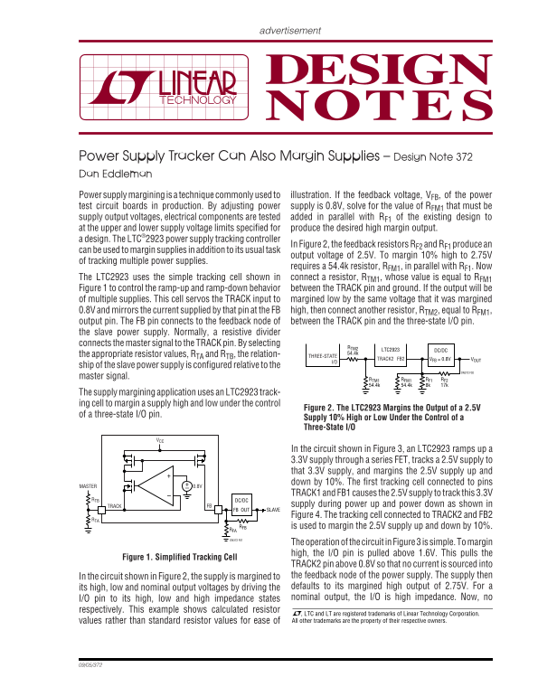 LINEAR Power Supply Tracker & Margining Application – Design Note 372 by Dan Eddleman - Page 1