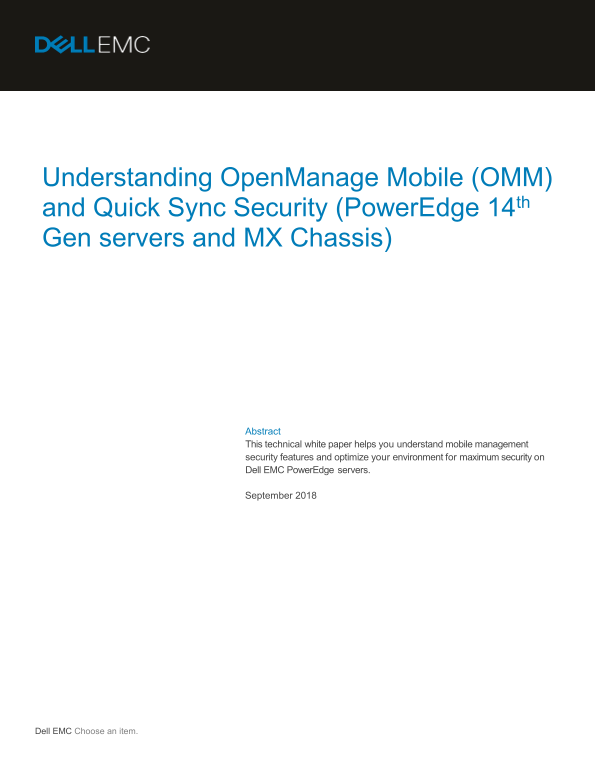 Understanding Dell OpenManage Mobile (OMM) and Quick Sync Security - PowerEdge 14th Gen Servers and MX Chassis Owner's Manual - Page 1