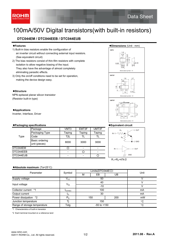 ROHM DTC044EUB User Guide and Manual - Page 1