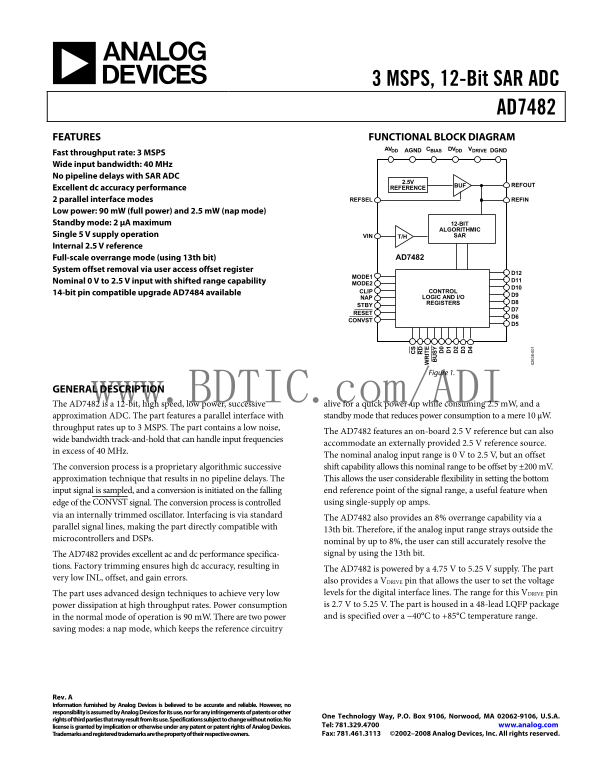 AD7482 ANALOG DEVICES Data Handbook/Manual - Page 1