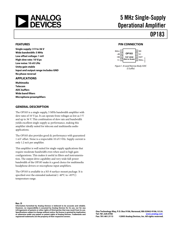 ANALOG DEVICES OP183 User Guide - Page 1