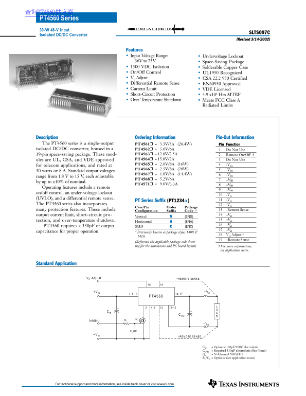 Texas Instruments PT4560 Series Data Handbook - Page 1