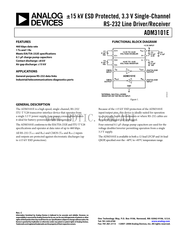 ANALOG DEVICES ADM3101E Data Sheet - Page 1