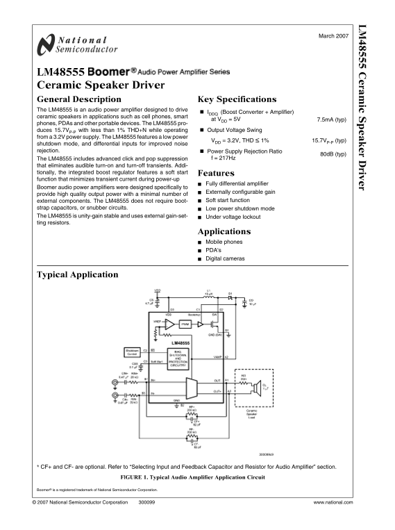 NATIONAL SEMICONDUCTOR LM48555 User's Manual - Page 1