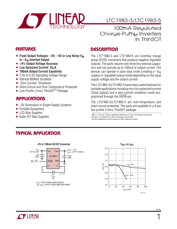 LINEAR TECHNOLOGY - LTC1983-3 LTC1983-5 Data Sheet User Guide - Page 1
