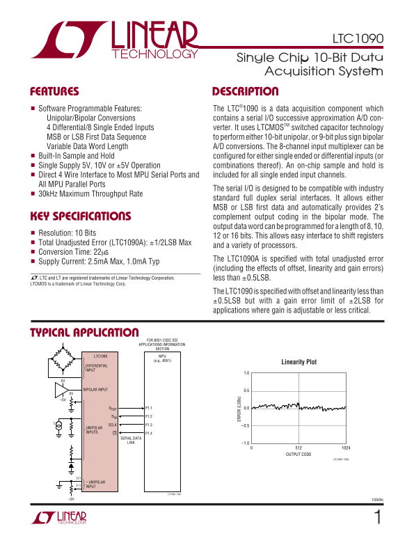 LINEAR TECHNOLOGY LTC1090 User Guide - Page 1