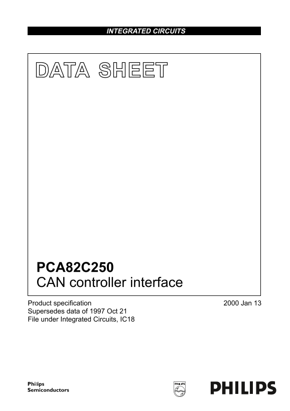 Philips PCA82C250 CAN Controller Interface Data Manual (2) - Page 1